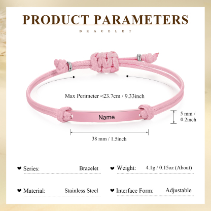 Personalized Name Leather Stainless Steel Bracelet, Back To School Gift For Daughter