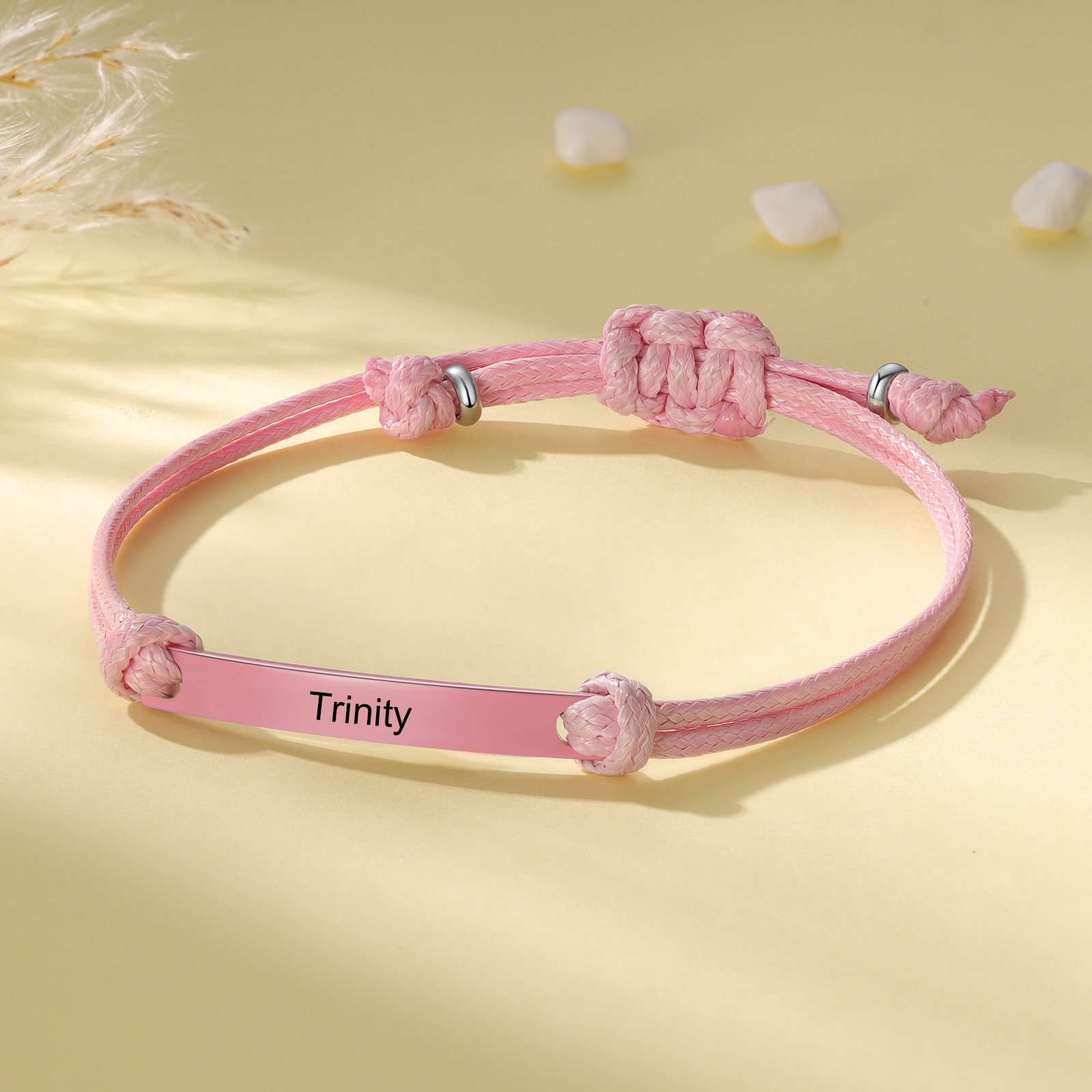 Personalized Name Leather Stainless Steel Bracelet, Back To School Gift For Daughter