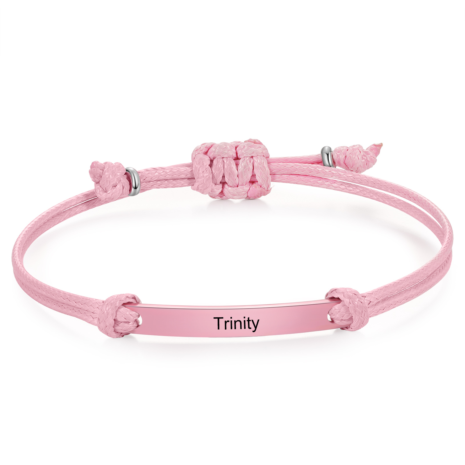 Personalized Name Leather Stainless Steel Bracelet, Back To School Gift For Daughter