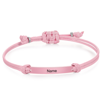 Personalized Name Leather Stainless Steel Bracelet, Back To School Gift For Daughter