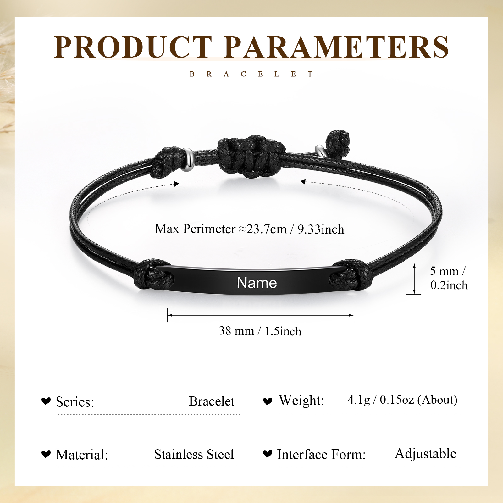 Personalized Name Leather Stainless Steel Bracelet, Back To School Gift For Daughter