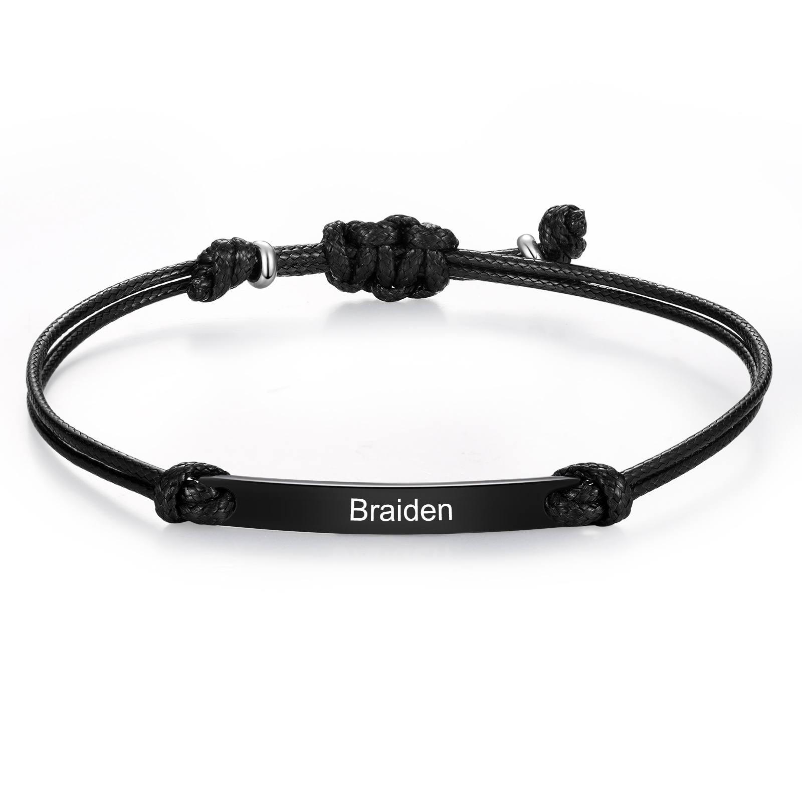 Personalized Name Leather Stainless Steel Bracelet, Back To School Gift For Daughter