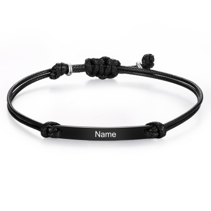 Personalized Name Leather Stainless Steel Bracelet, Back To School Gift For Daughter