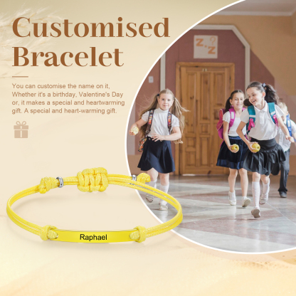 Personalized Name Leather Stainless Steel Bracelet, Back To School Gift For Daughter