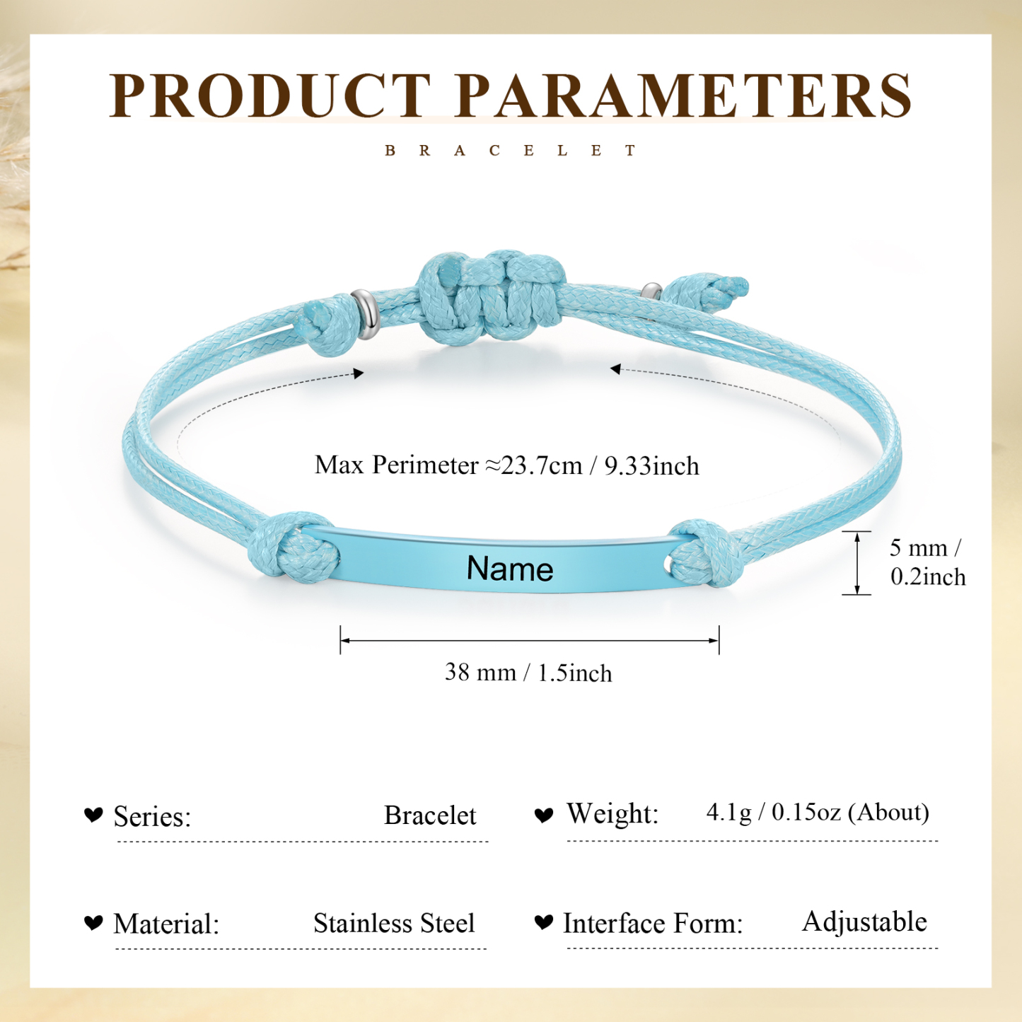 Personalized Name Leather Stainless Steel Bracelet, Back To School Gift For Daughter