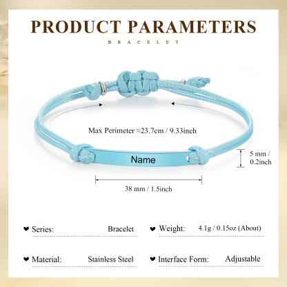 Personalized Name Leather Stainless Steel Bracelet, Back To School Gift For Daughter