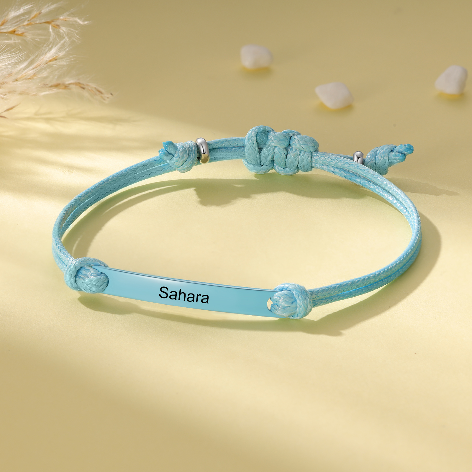 Personalized Name Leather Stainless Steel Bracelet, Back To School Gift For Daughter