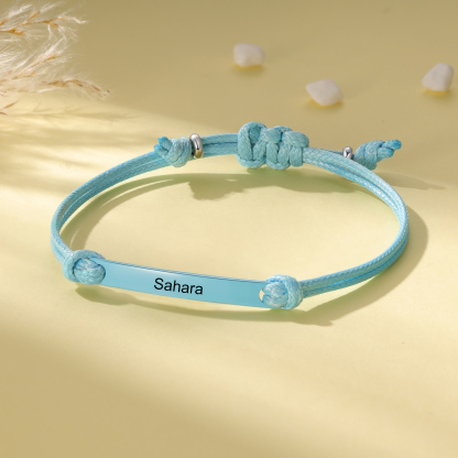 Personalized Name Leather Stainless Steel Bracelet, Back To School Gift For Daughter