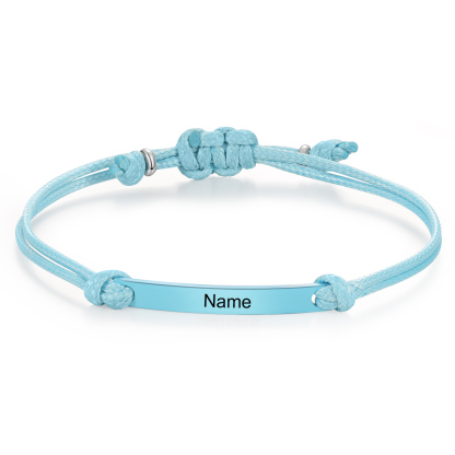 Personalized Name Leather Stainless Steel Bracelet, Back To School Gift For Daughter