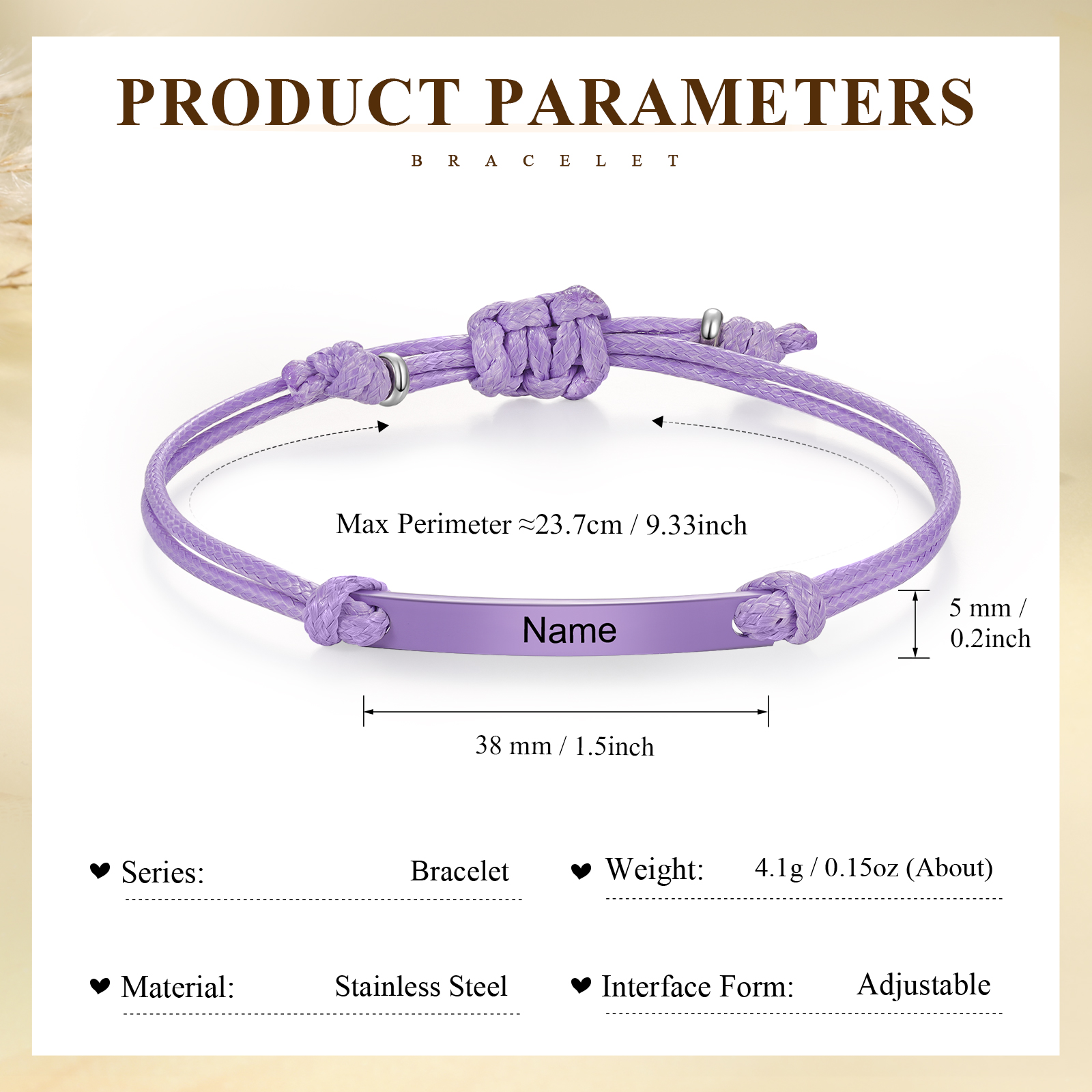 Personalized Name Leather Stainless Steel Bracelet, Back To School Gift For Daughter