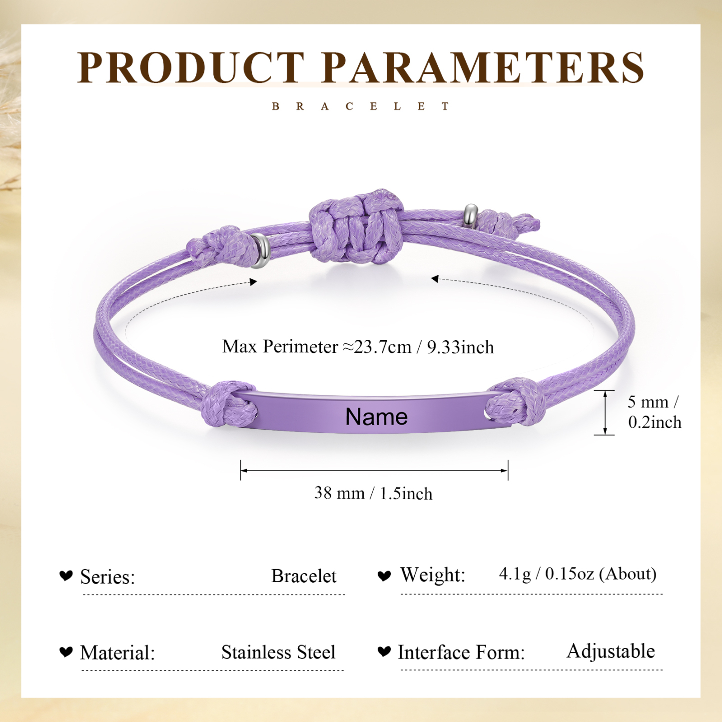 Personalized Name Leather Stainless Steel Bracelet, Back To School Gift For Daughter