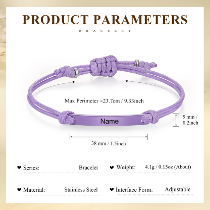 Personalized Name Leather Stainless Steel Bracelet, Back To School Gift For Daughter