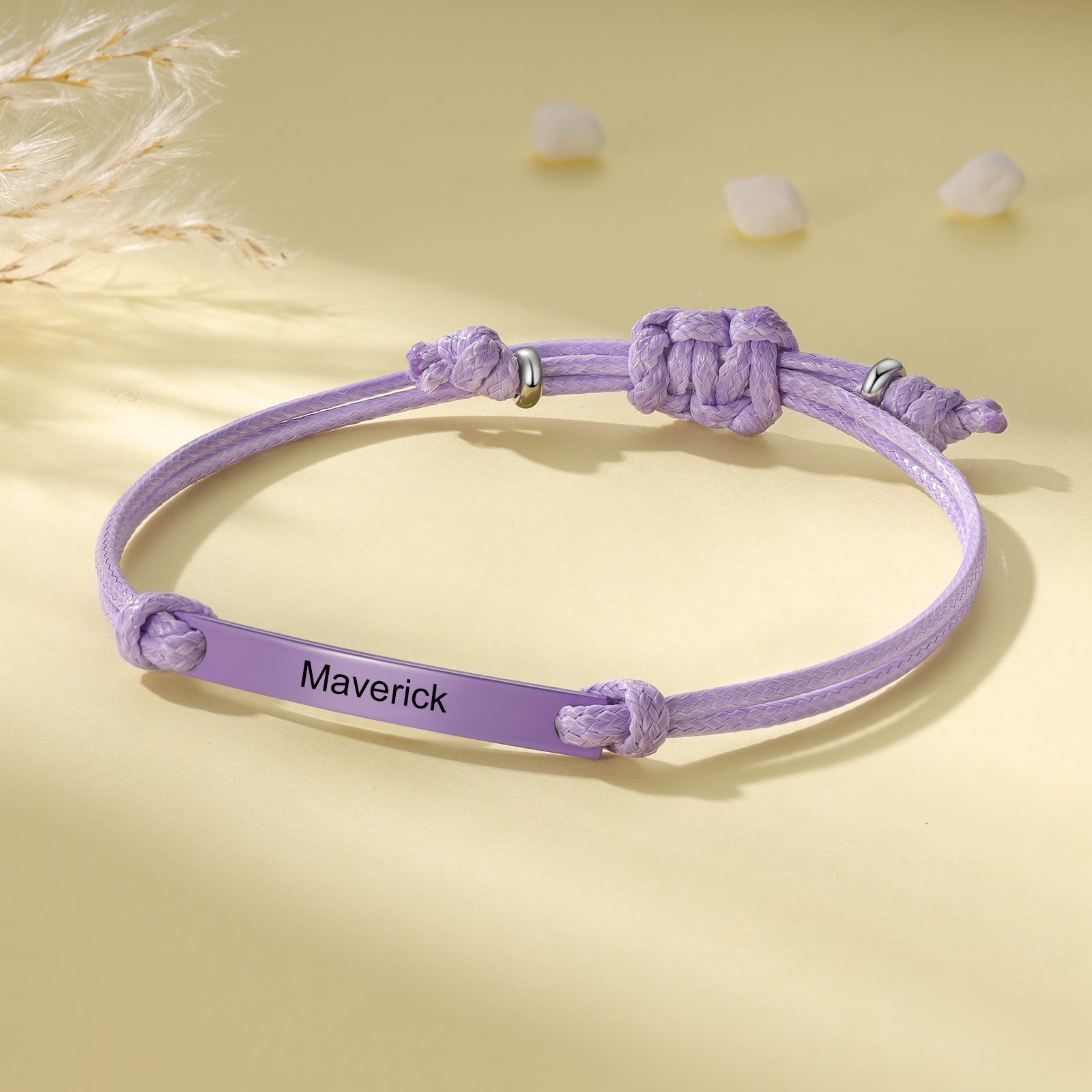 Personalized Name Leather Stainless Steel Bracelet, Back To School Gift For Daughter