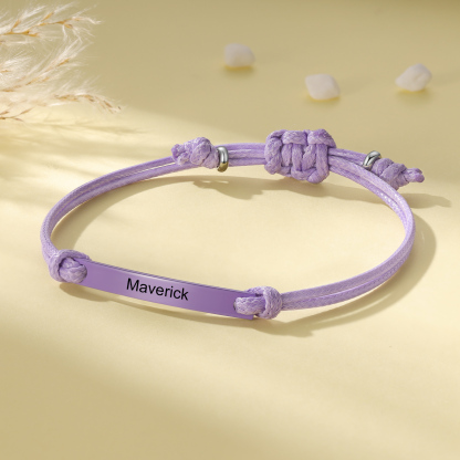 Personalized Name Leather Stainless Steel Bracelet, Back To School Gift For Daughter