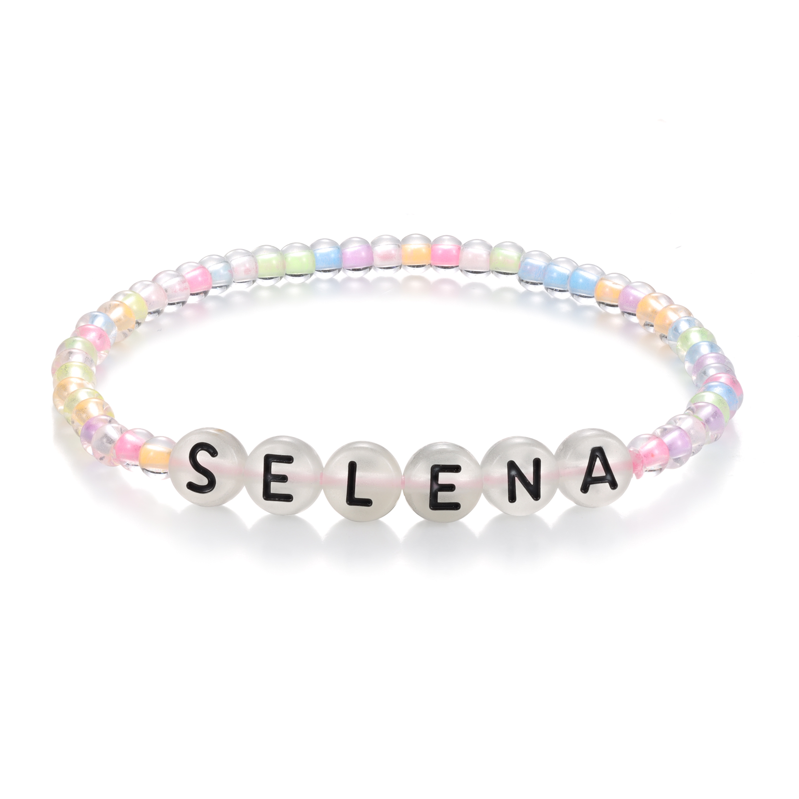 Personalized Name Colored Glass Beaded Bracelet, A Back-To-School Gift For Daughter