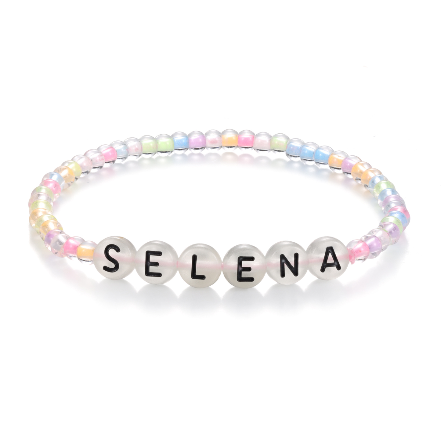 Personalized Name Colored Glass Beaded Bracelet, A Back-To-School Gift For Daughter