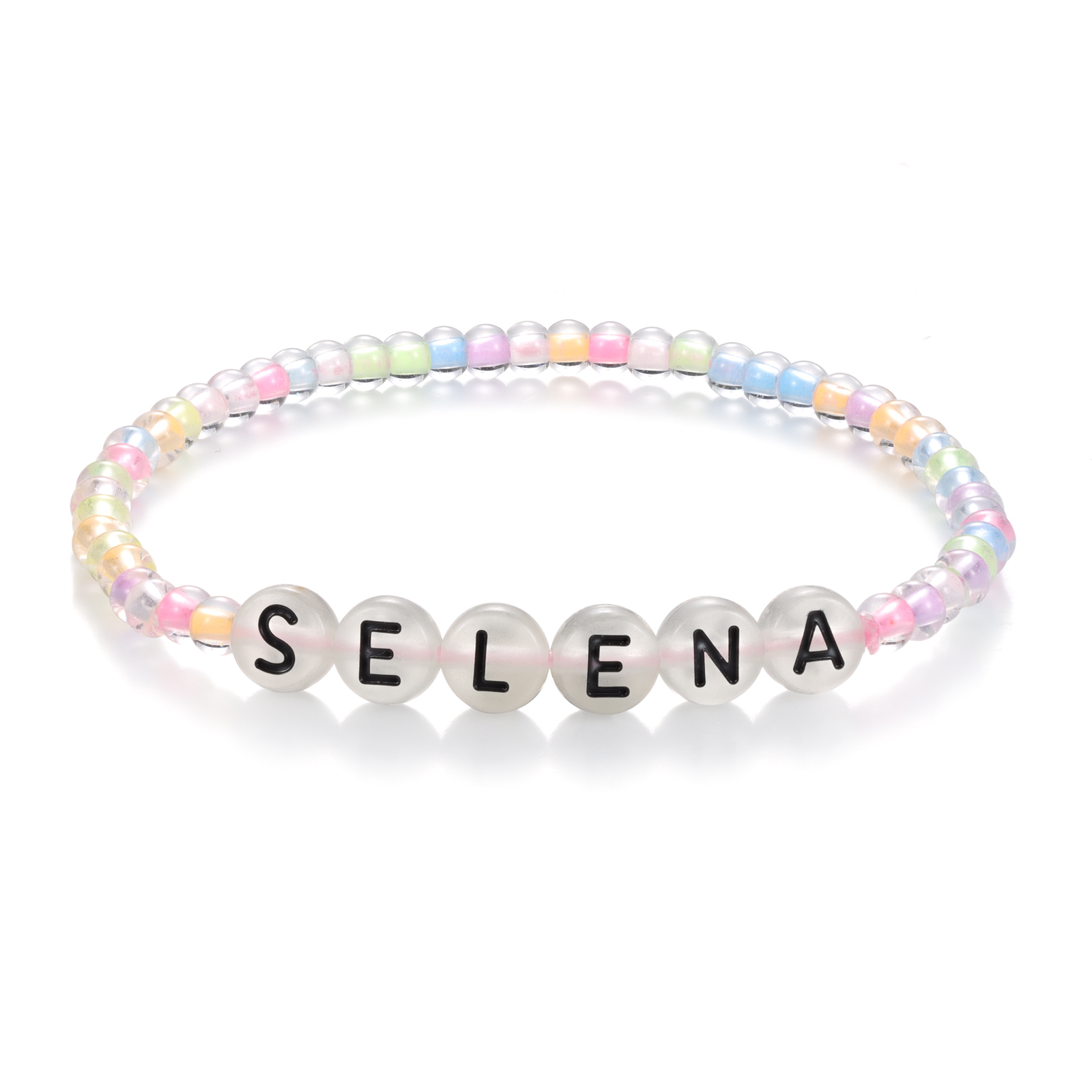 Personalized Name Colored Glass Beaded Bracelet, A Back-To-School Gift For Daughter
