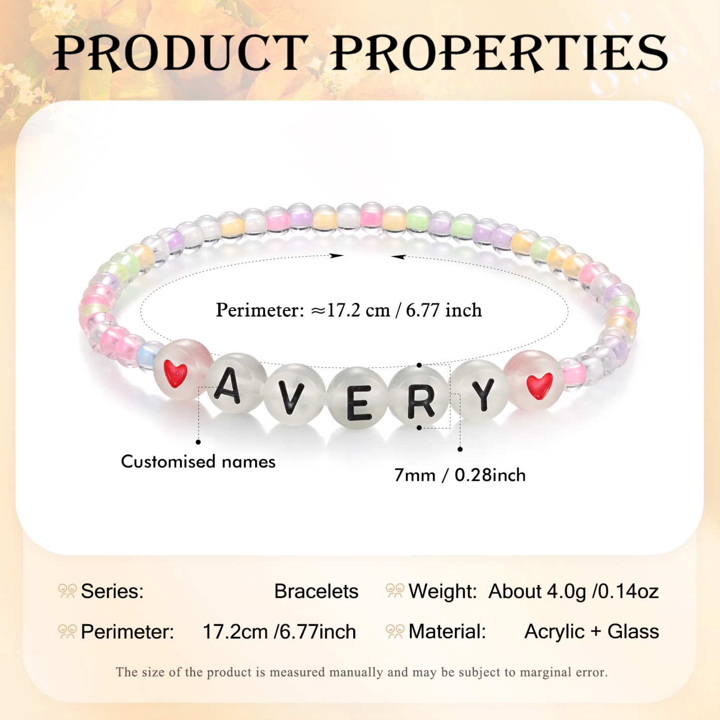 Personalized Name Colored Glass Beaded Bracelet, A Back-To-School Gift For Daughter