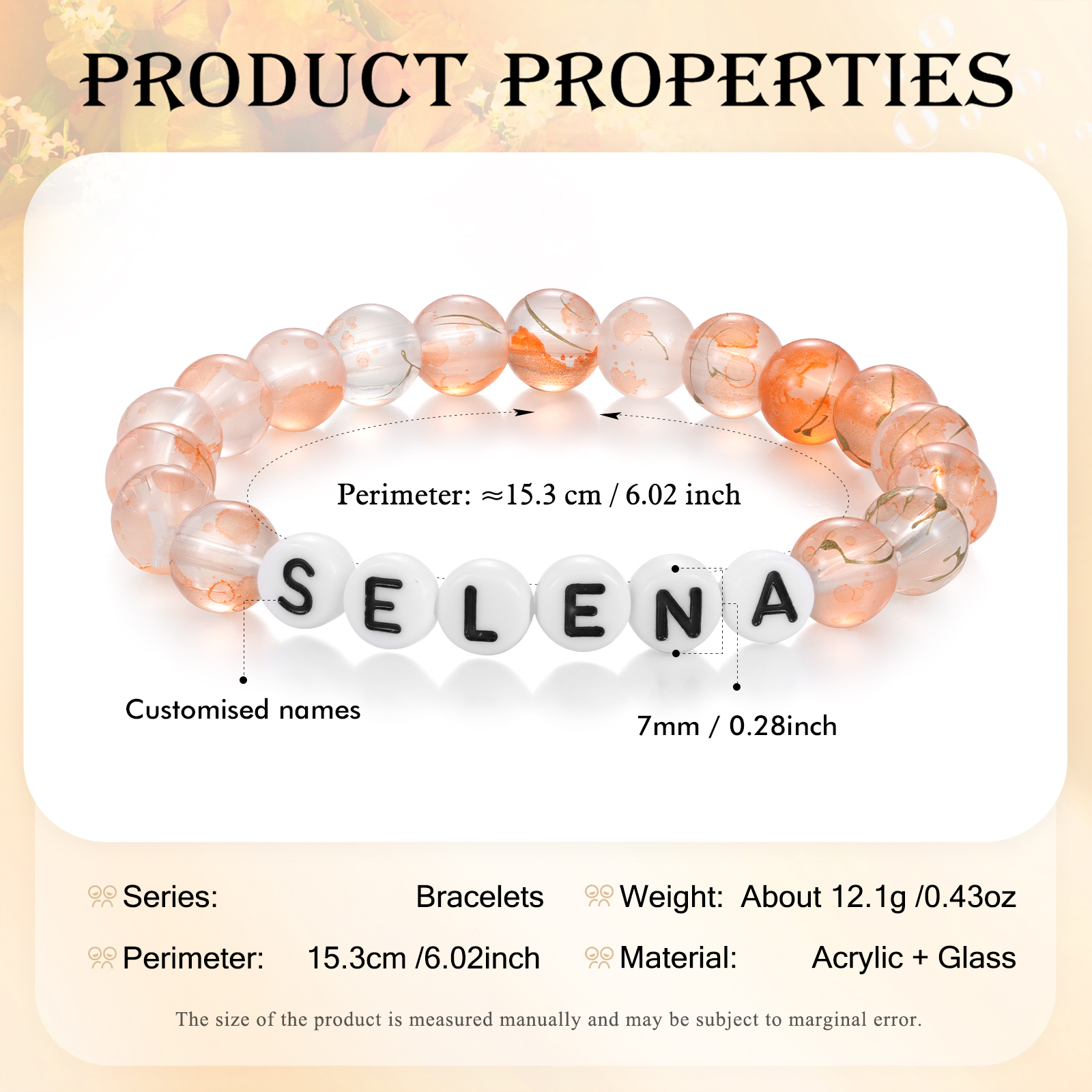 Personalized Name Colored Glass Beaded Bracelet With Many Options For Back To School Gift For Daughter