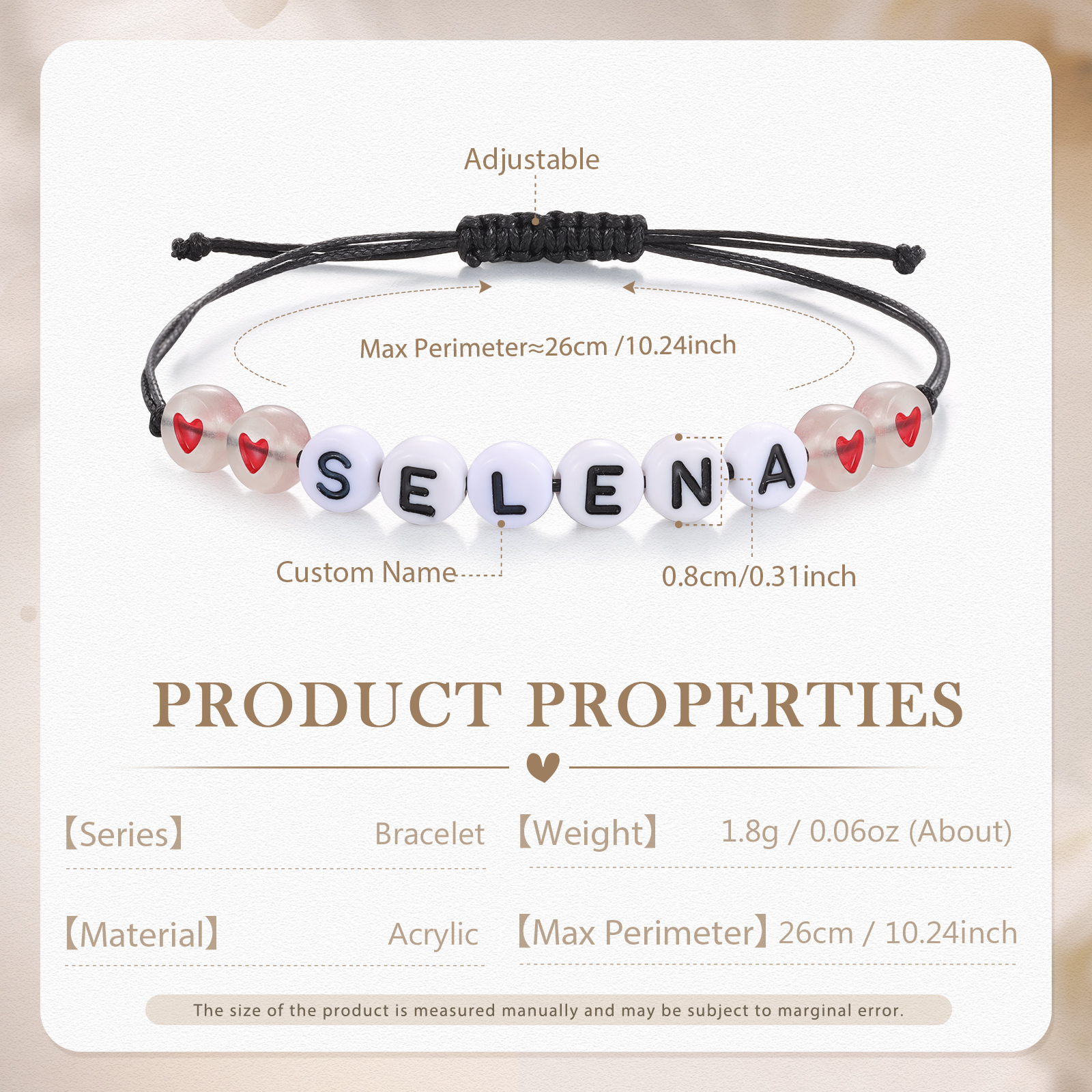 Personalized Name Acrylic Bead Bracelet, A Good Start-Of-School Gift For My Daughter