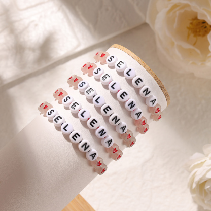Personalized Name Acrylic Bead Bracelet, A Good Start-Of-School Gift For My Daughter