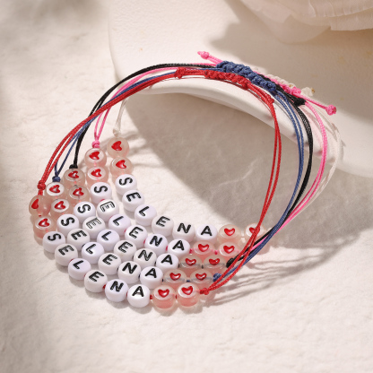 Personalized Name Acrylic Bead Bracelet, A Good Start-Of-School Gift For My Daughter