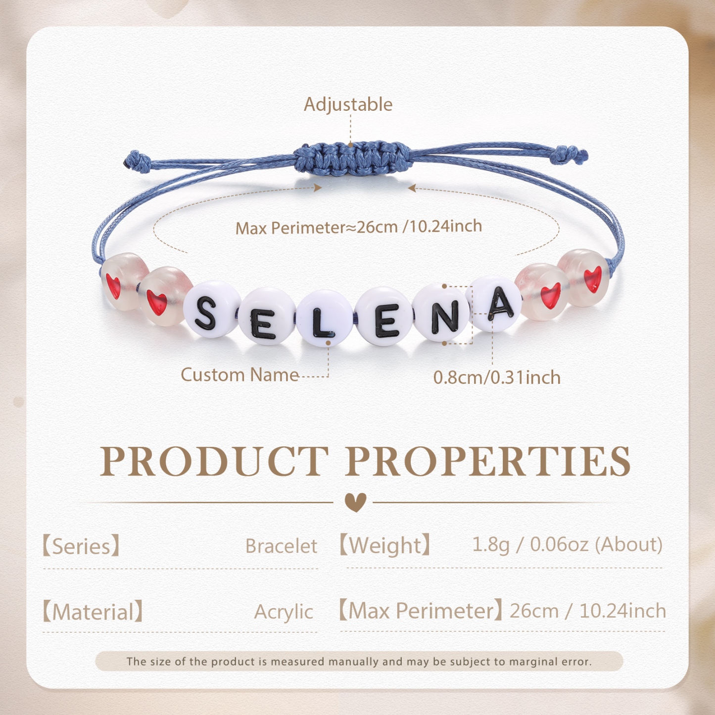 Personalized Name Acrylic Bead Bracelet, A Good Start-Of-School Gift For My Daughter