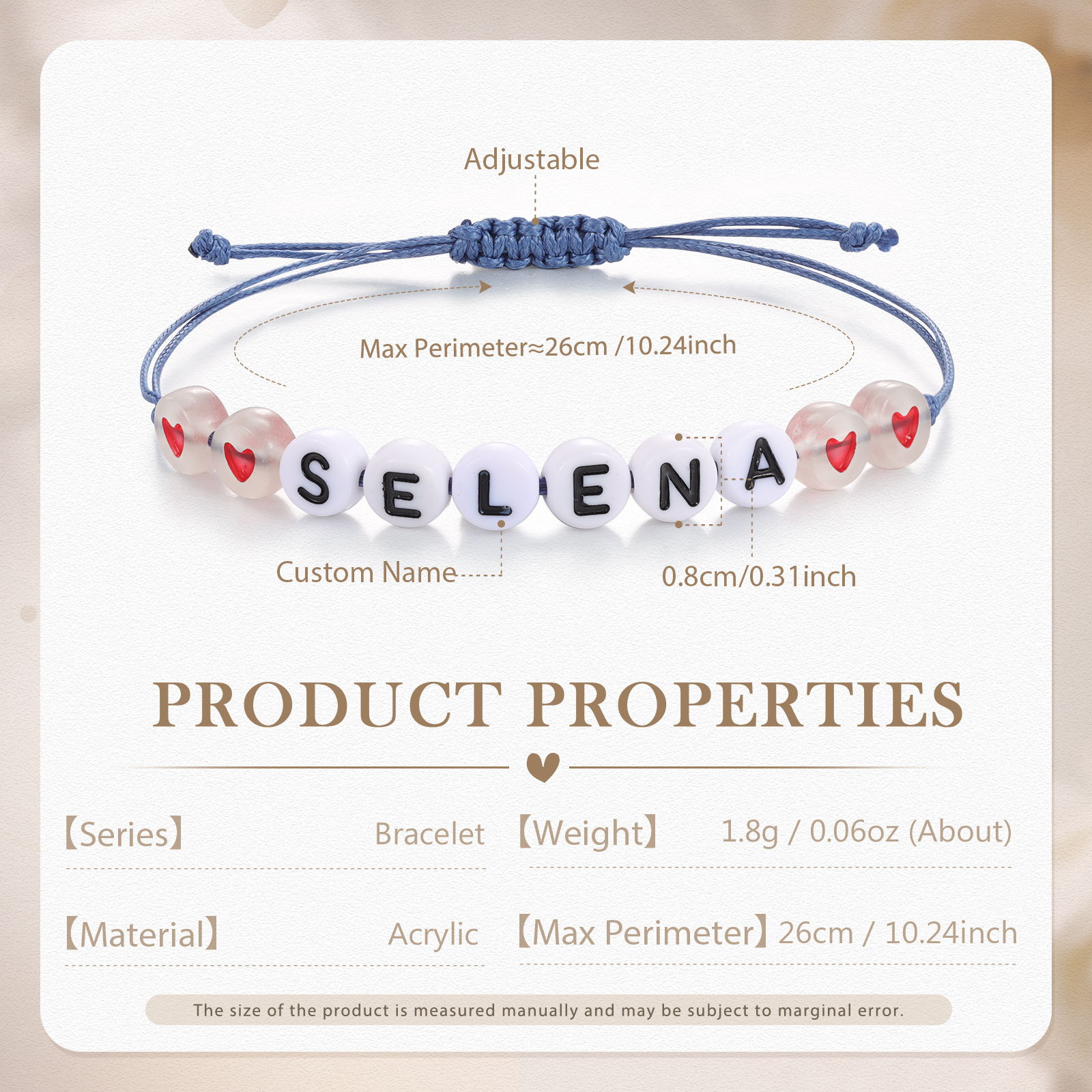 Personalized Name Acrylic Bead Bracelet, A Good Start-Of-School Gift For My Daughter