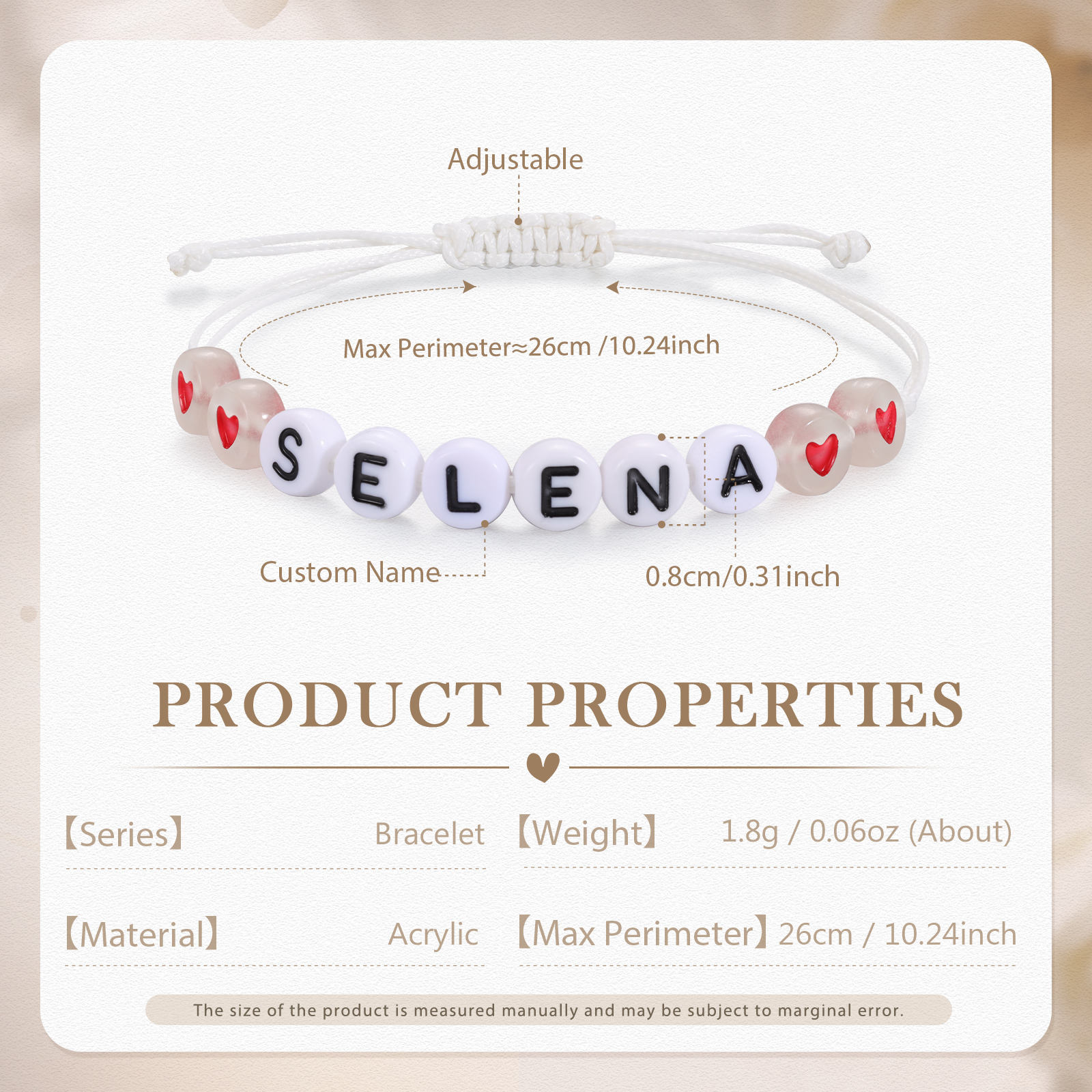 Personalized Name Acrylic Bead Bracelet, A Good Start-Of-School Gift For My Daughter