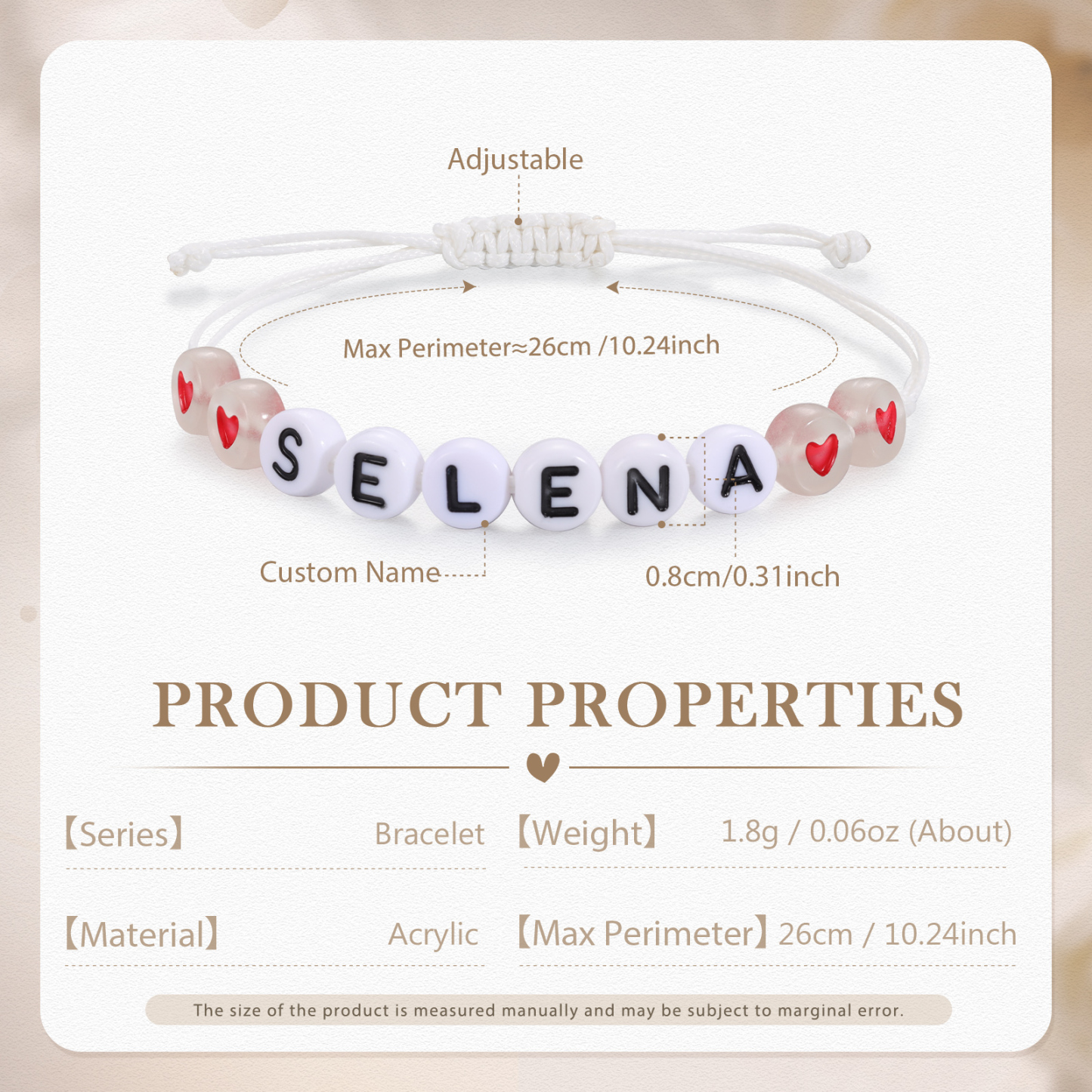 Personalized Name Acrylic Bead Bracelet, A Good Start-Of-School Gift For My Daughter