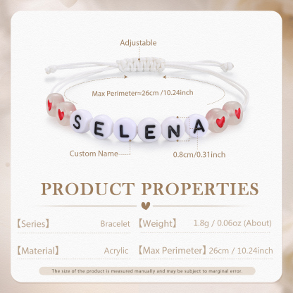 Personalized Name Acrylic Bead Bracelet, A Good Start-Of-School Gift For My Daughter