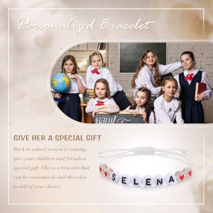 Personalized Name Acrylic Bead Bracelet, A Good Start-Of-School Gift For My Daughter