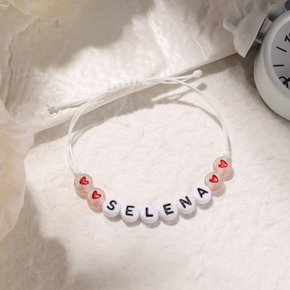 Personalized Name Acrylic Bead Bracelet, A Good Start-Of-School Gift For My Daughter