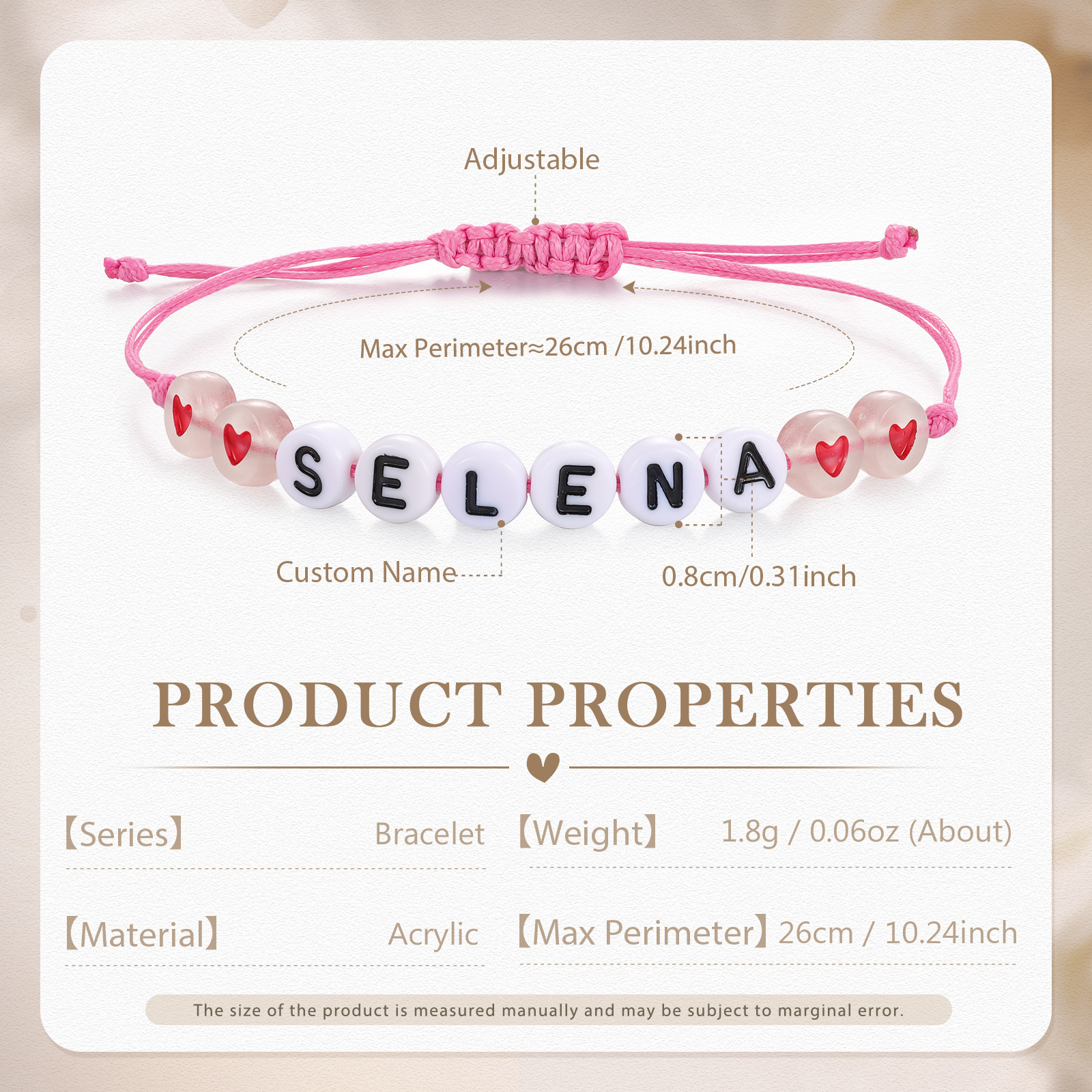 Personalized Name Acrylic Bead Bracelet, A Good Start-Of-School Gift For My Daughter