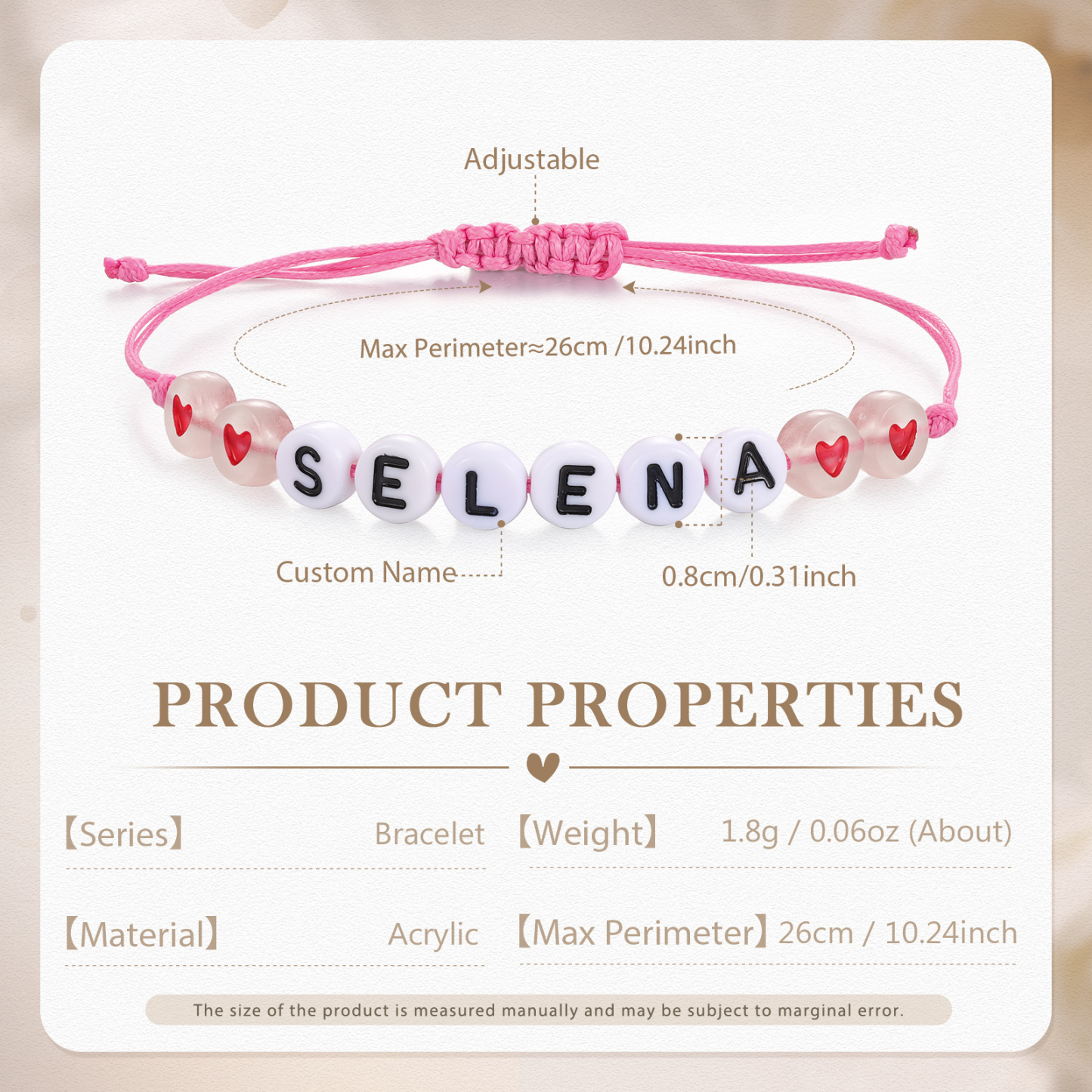 Personalized Name Acrylic Bead Bracelet, A Good Start-Of-School Gift For My Daughter