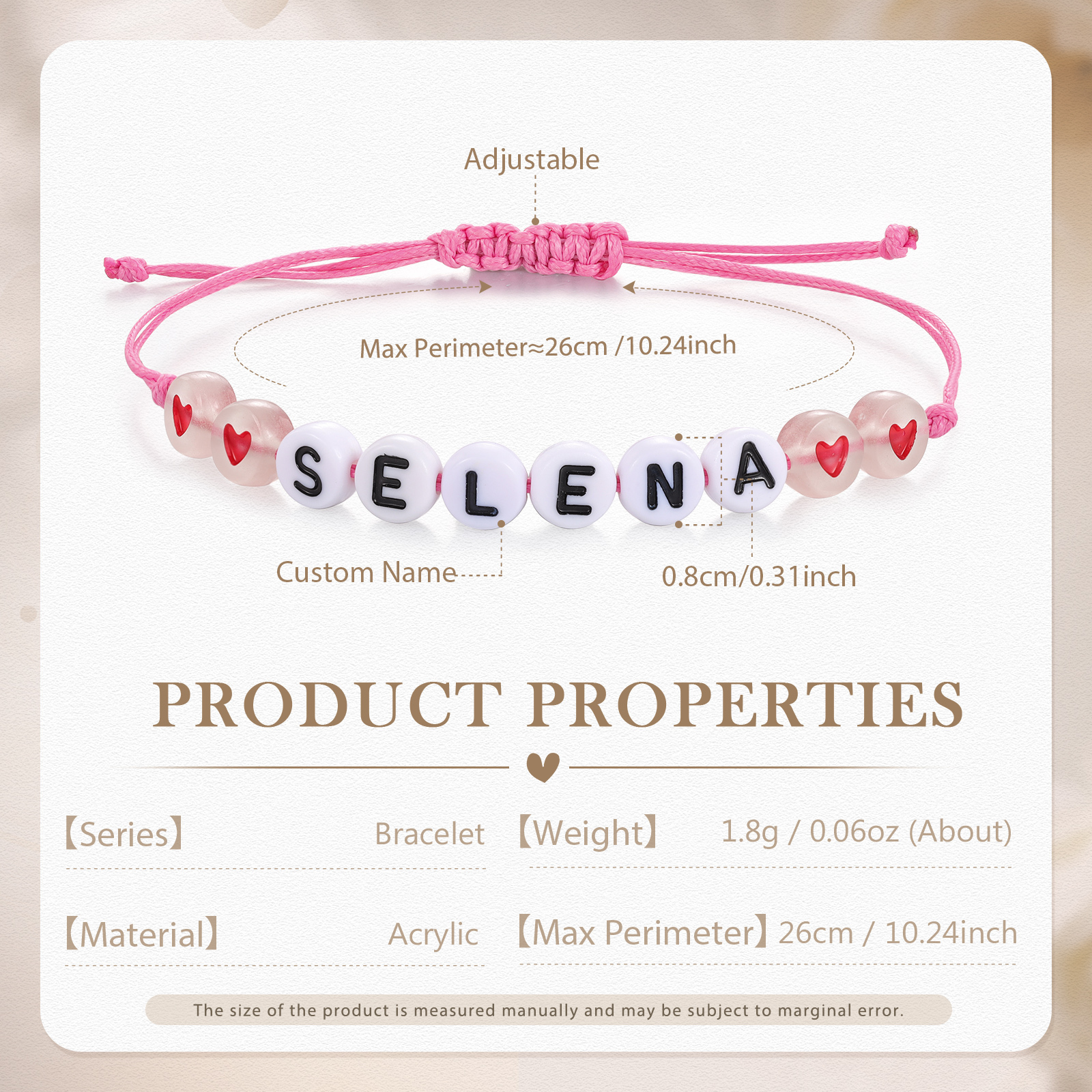 Personalized Name Acrylic Bead Bracelet, A Good Start-Of-School Gift For My Daughter