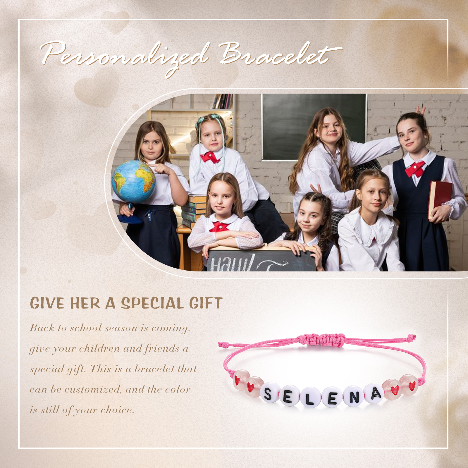 Personalized Name Acrylic Bead Bracelet, A Good Start-Of-School Gift For My Daughter