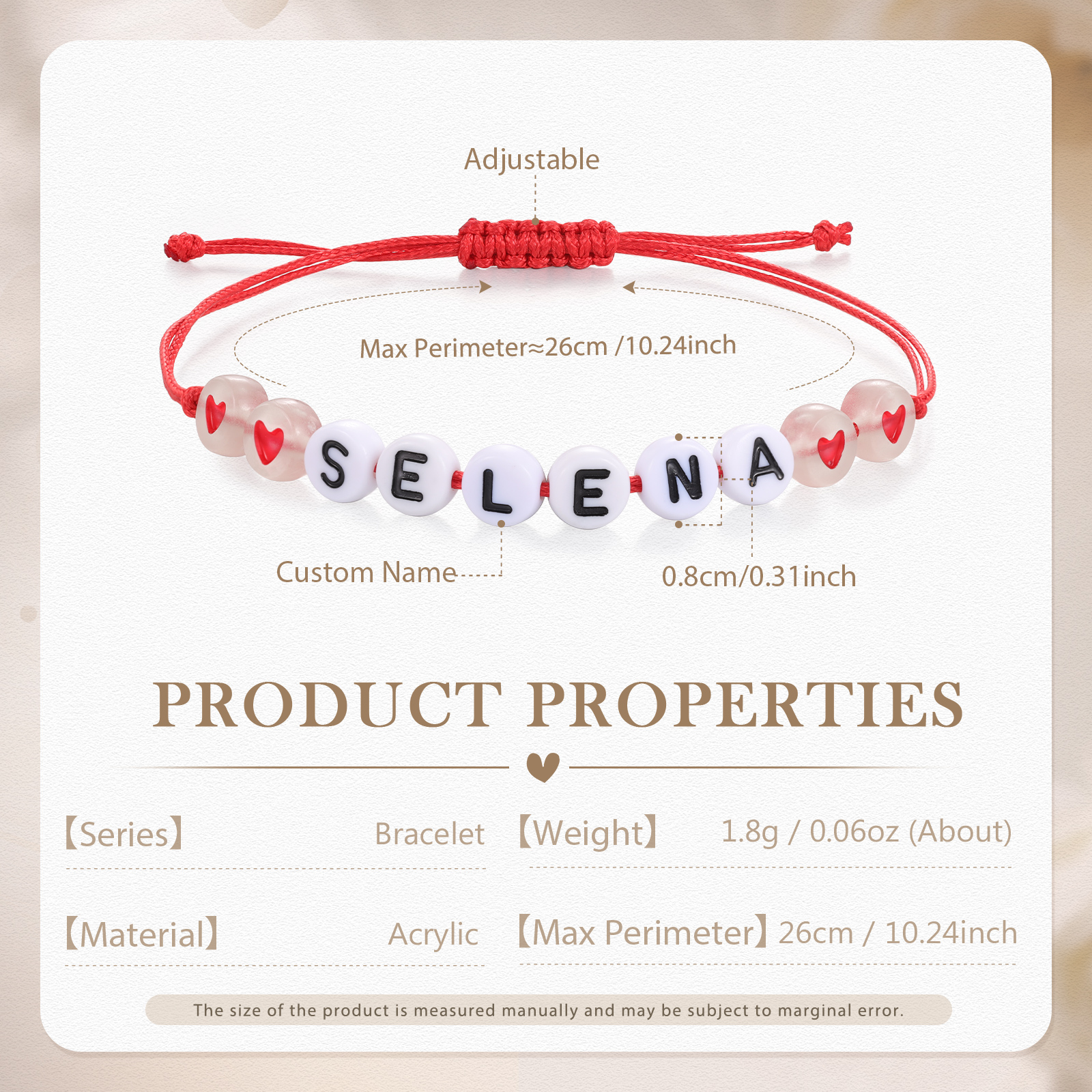 Personalized Name Acrylic Bead Bracelet, A Good Start-Of-School Gift For My Daughter