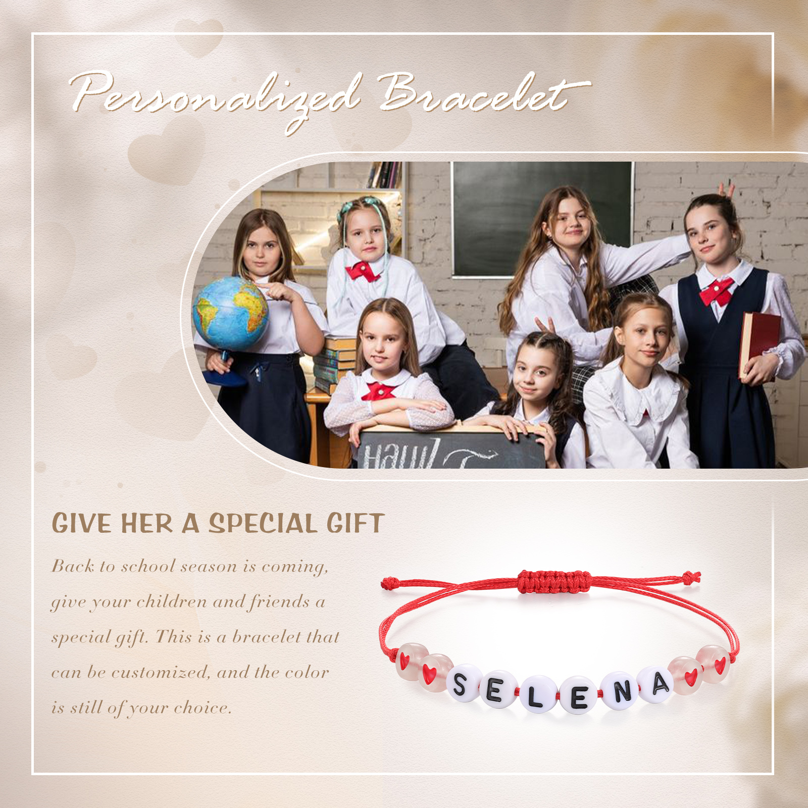 Personalized Name Acrylic Bead Bracelet, A Good Start-Of-School Gift For My Daughter