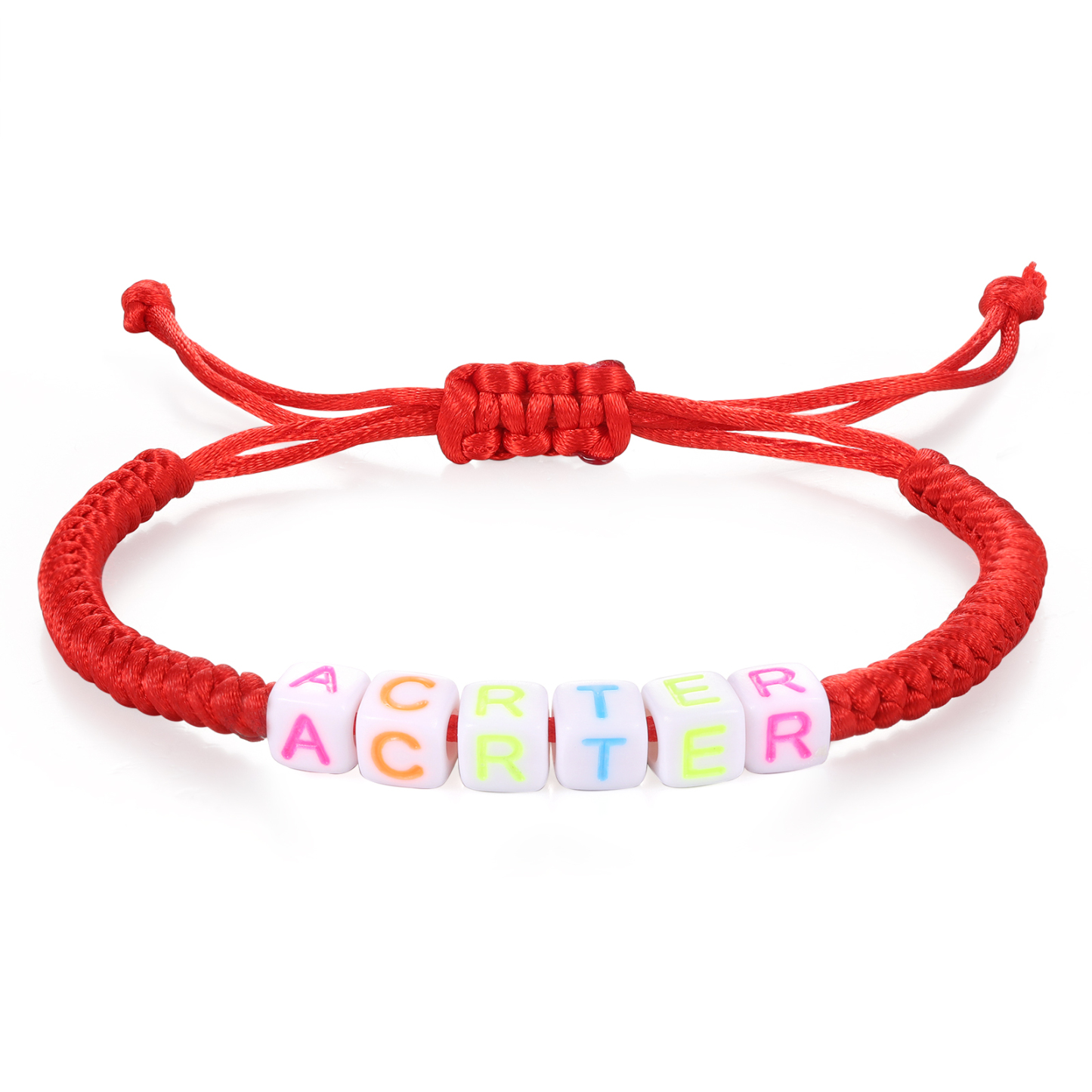 2PCS-Personalized 2 Name Braided Cord Square Handmade Bracelet, Back to School Gift for Daughter