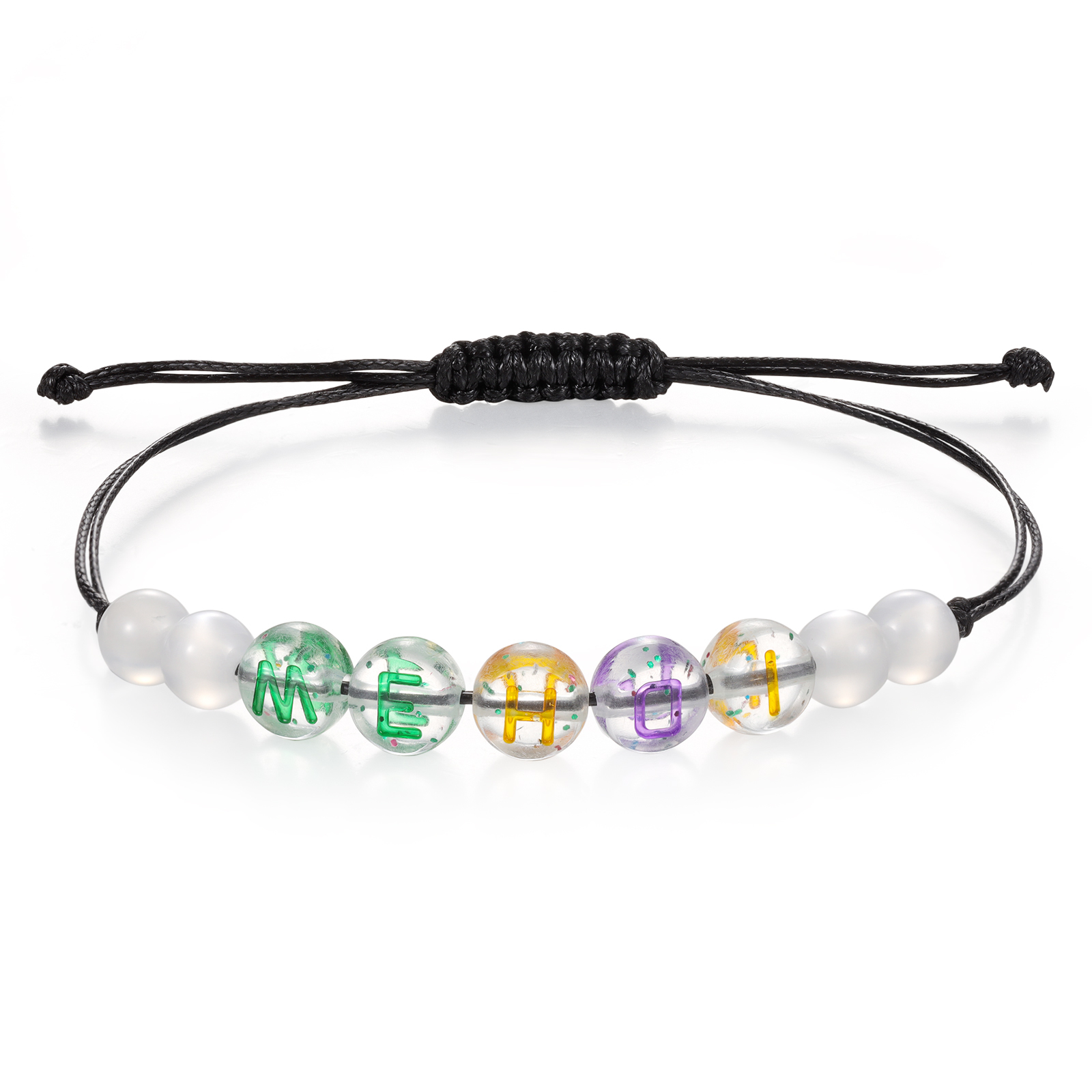 2PCS - Personalized 2 Name Braided Cord Bead Handmade Bracelet, Back to School Gift for Daughter