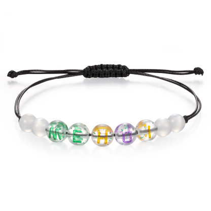 2PCS - Personalized 2 Name Braided Cord Bead Handmade Bracelet, Back to School Gift for Daughter