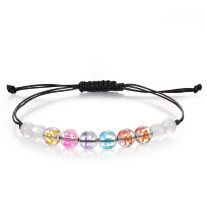 2PCS - Personalized 2 Name Braided Cord Bead Handmade Bracelet, Back to School Gift for Daughter