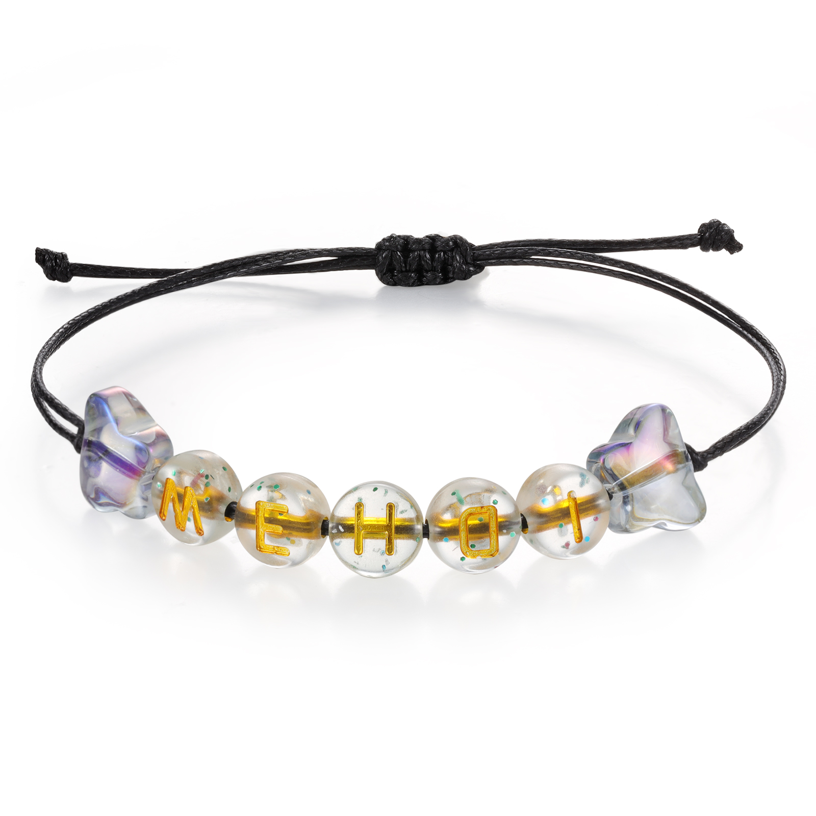 2PCS - Personalized 2 Name Braided Cord Bead Handmade Bracelet, Back to School Gift for Daughter