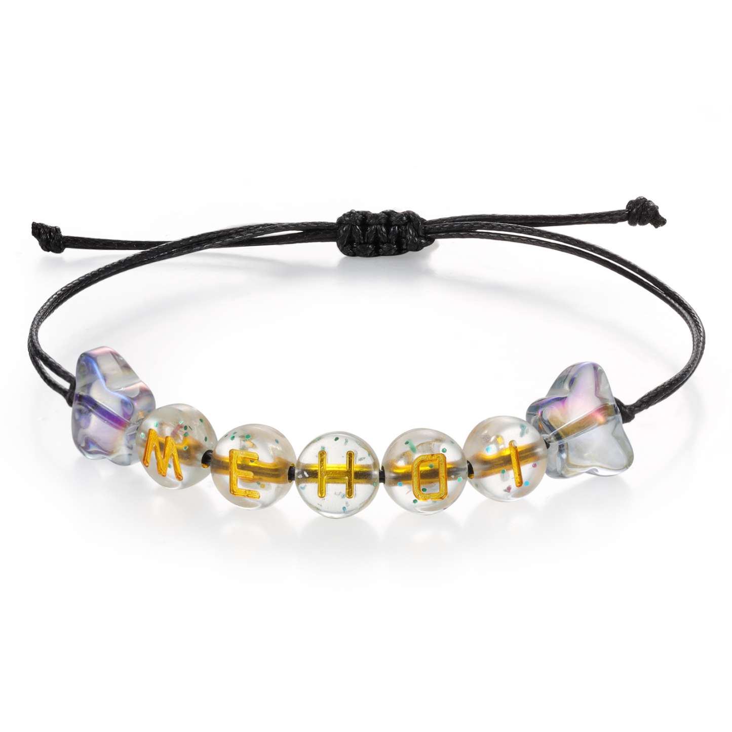 2PCS - Personalized 2 Name Braided Cord Bead Handmade Bracelet, Back to School Gift for Daughter