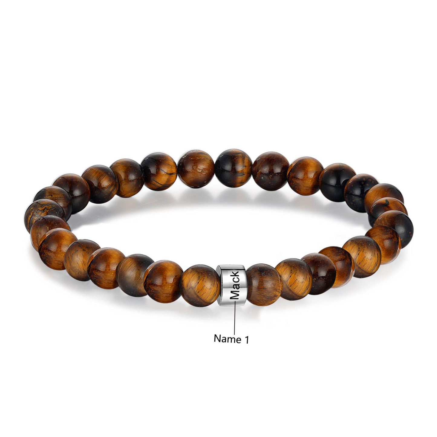 1 Name Brown Tiger Eye Stone Bracelet Men'S Bracelet Customized Gift For Him