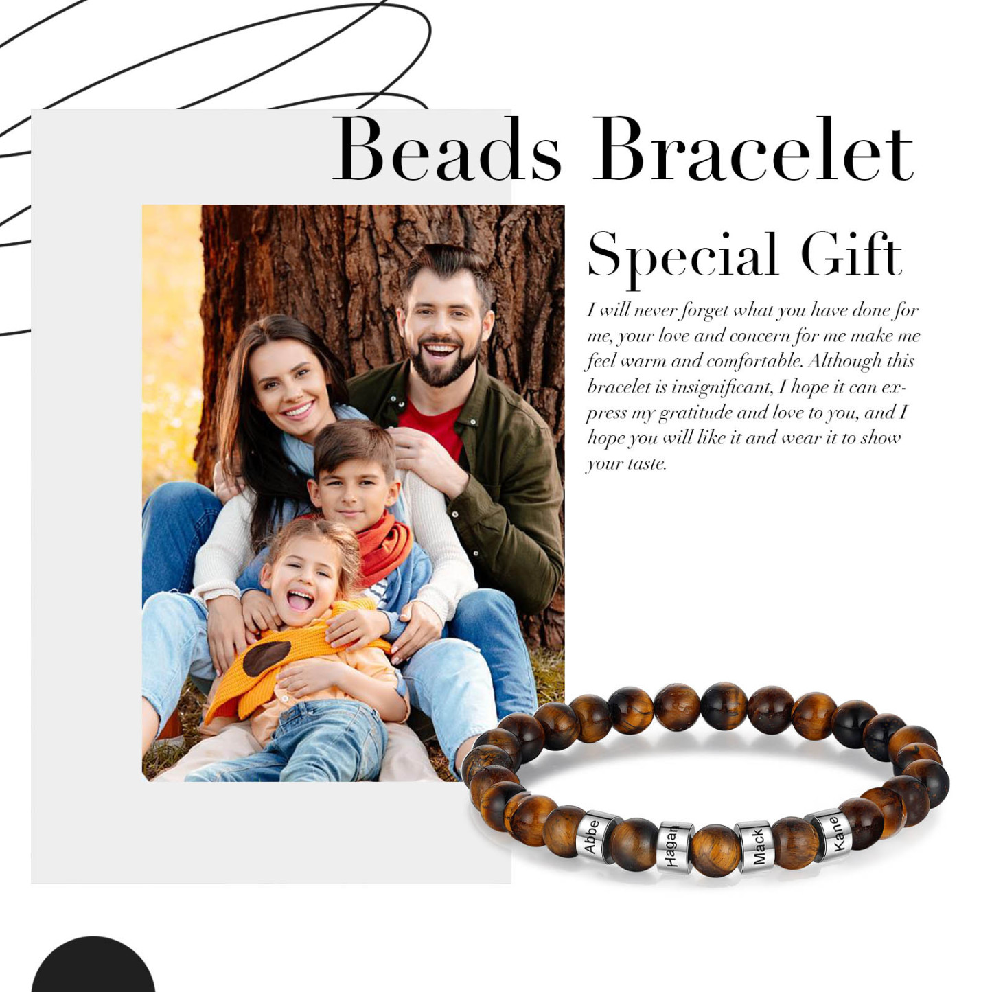 4 Names Brown Tiger Eye Stone Bracelet Men'S Bracelet Customized Gift For Him