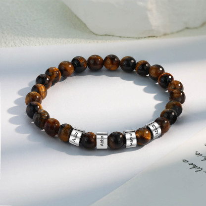 4 Names Brown Tiger Eye Stone Bracelet Men'S Bracelet Customized Gift For Him