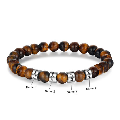 4 Names Brown Tiger Eye Stone Bracelet Men'S Bracelet Customized Gift For Him