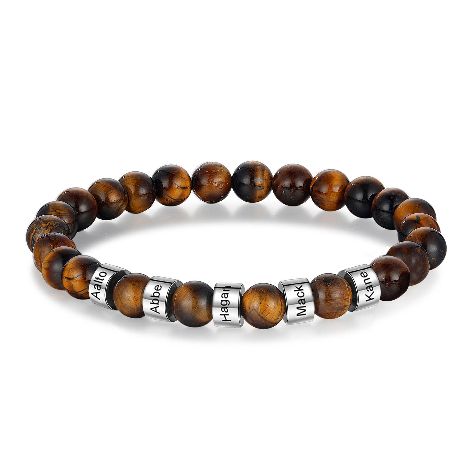 5 Names Brown Tiger Eye Stone Bracelet Men'S Bracelet Customized Gift For Him